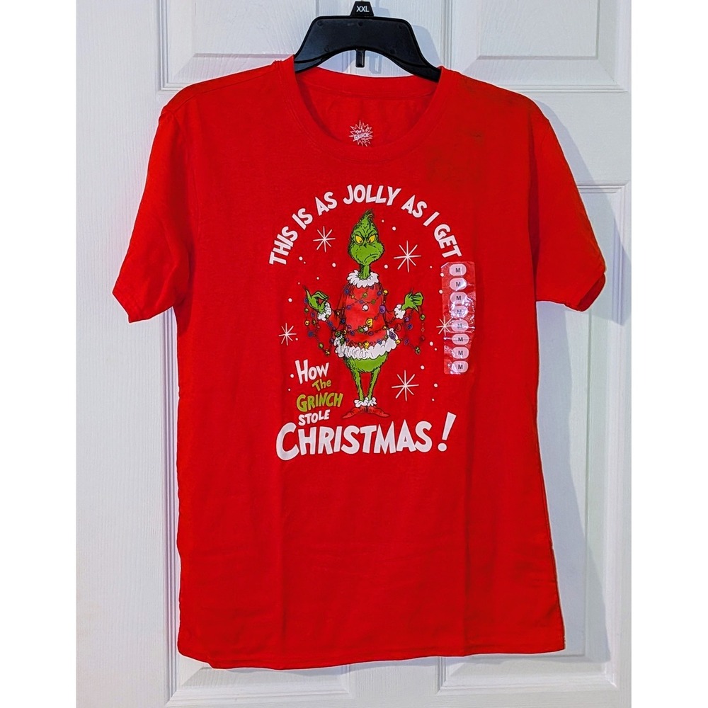 Red The Grinch How The Grinch Stole Christmas Graphic T Shirt Size M NWT